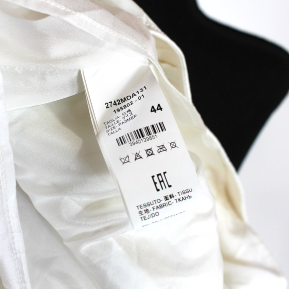 MSGM Abito Faux Leather Dress NEW Croc Embossed Tie Sash Belted White Mini Sz M - Picture 9 of 9